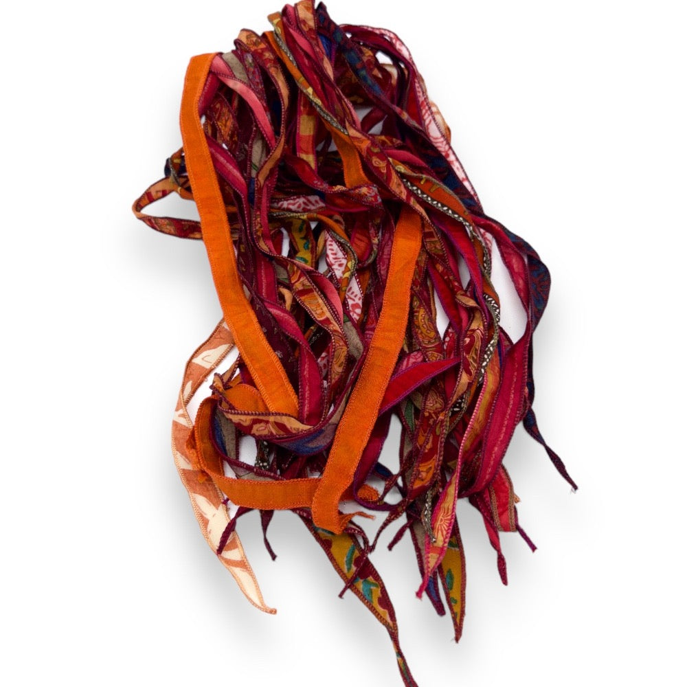 Nastro Seta Rosso/Arancio